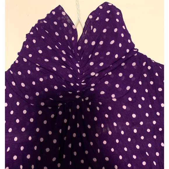 Zara sheer purple/white high neck polka dot top. - Picture 4 of 4